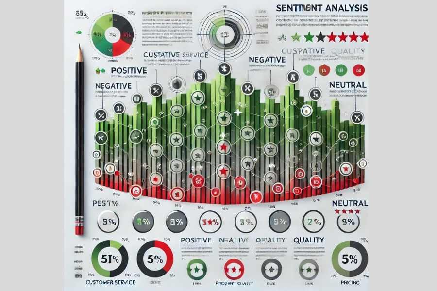 Gráfico de análisis de sentimientos en reseñas inmobiliarias