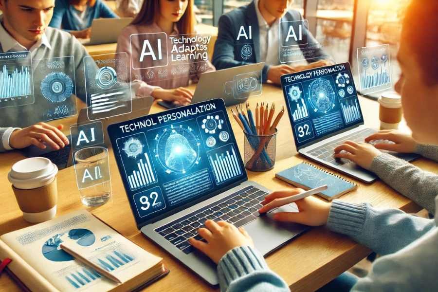 Estudiantes que utilizan plataformas de aprendizaje basadas en inteligencia artificial que personalizan la experiencia educativa según sus necesidades individuales.