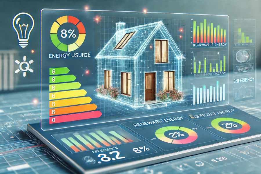 Gráfico digital mostrando el consumo energético de una propiedad en tiempo real