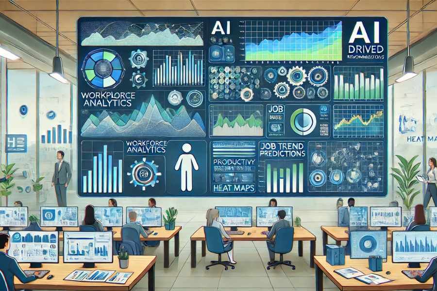 Dashboard digital con análisis de datos laborales impulsado por IA