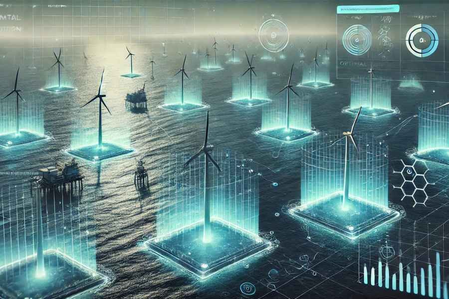 Asistente virtual de IA colaborando en el análisis y toma de decisiones para parques eólicos marinos