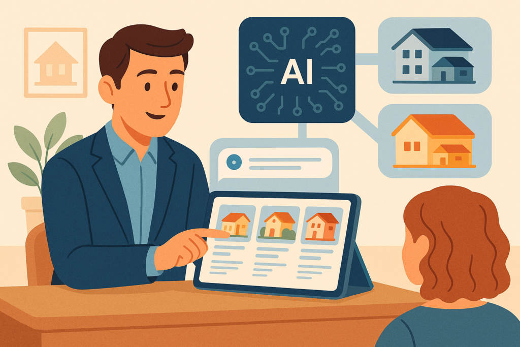IA analizando datos para optimizar campañas publicitarias en el sector inmobiliario.