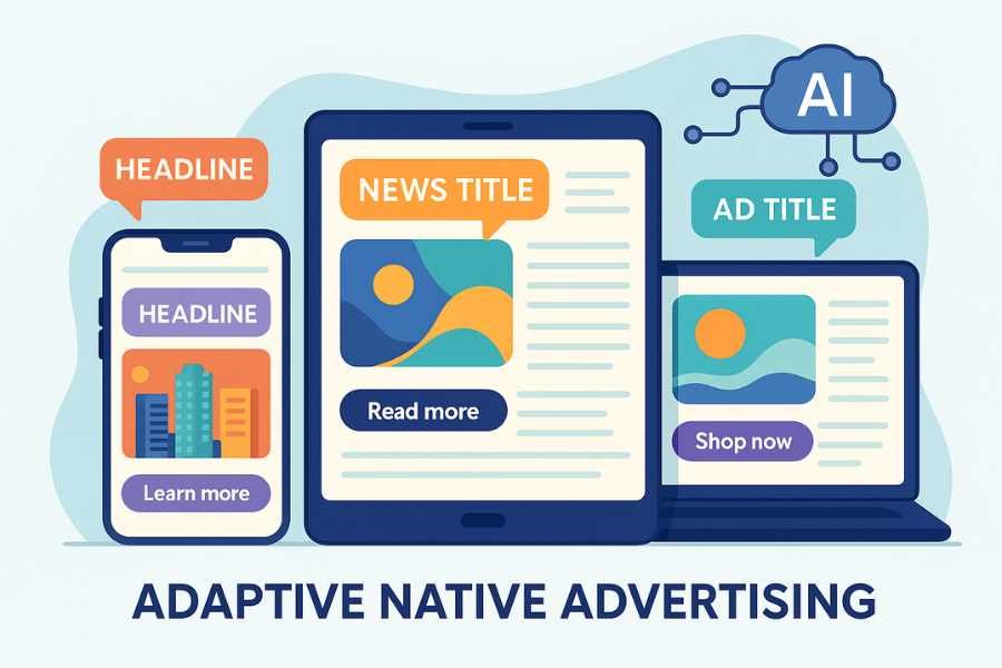 Publicidad nativa personalizada con inteligencia artificial en un entorno digital multiplataforma.