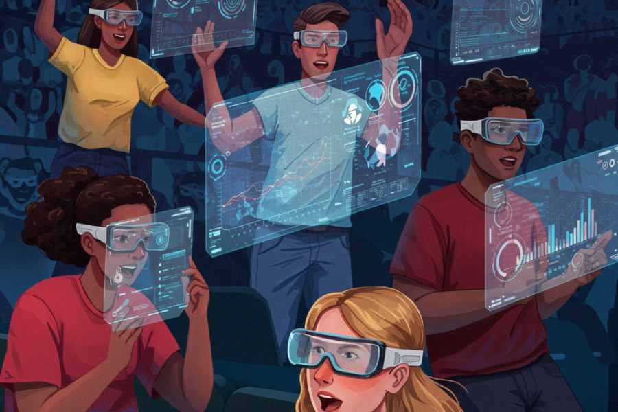 Fans experimentando el deporte con realidad aumentada impulsada por inteligencia artificial