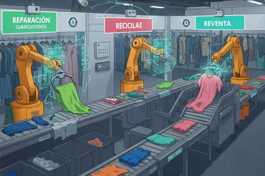 Proceso automatizado de logística inversa para reciclaje textil con IA