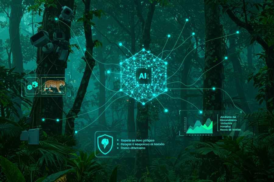 Sistema de monitoreo automatizado rastreando animales salvajes en su hábitat.