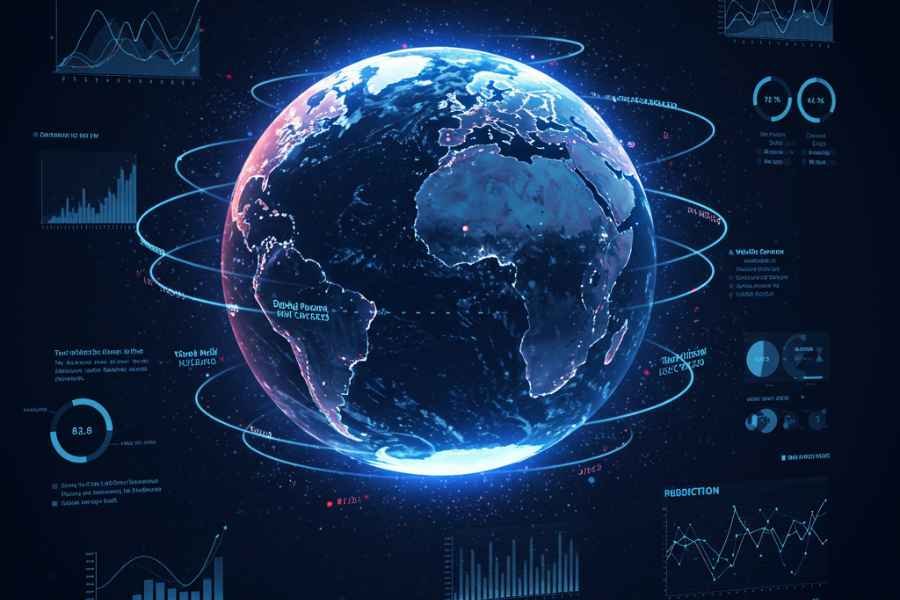 Modelo climático por inteligencia artificial proyectando escenarios de cambio global.