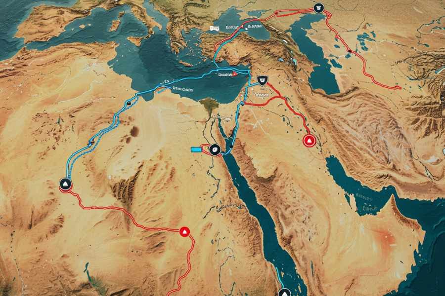 Mapa digital de rutas comerciales antiguas procesado por IA