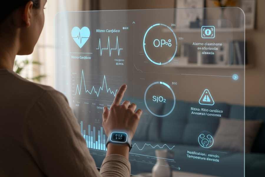 Sistema de monitoreo remoto con inteligencia artificial analizando signos vitales en tiempo real