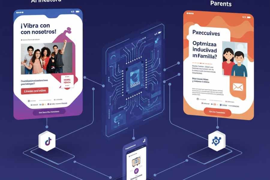 IA generando versiones de anuncios personalizados para distintos públicos objetivos
