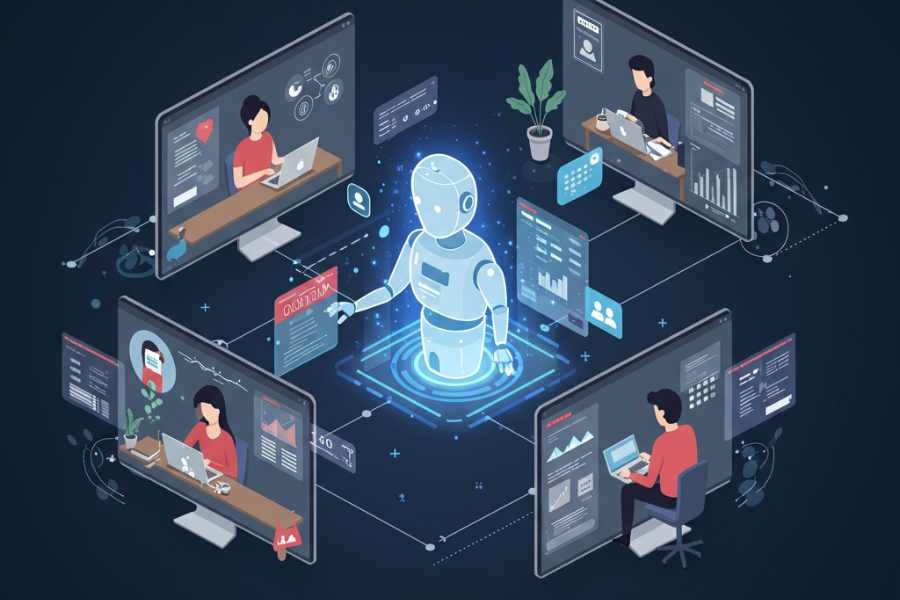 Inteligencia artificial organizando tareas y reuniones de un equipo de trabajo