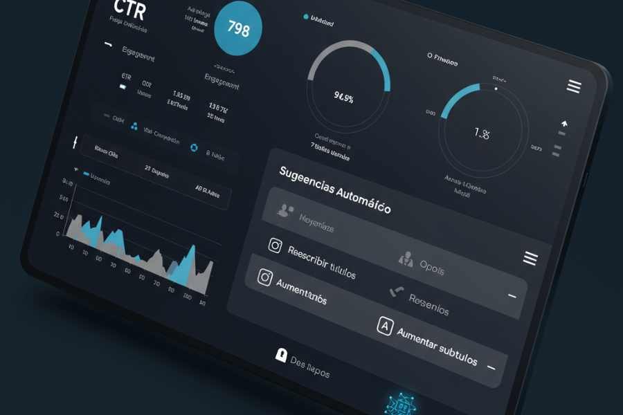 Dashboard con métricas de marketing de contenido generadas por IA