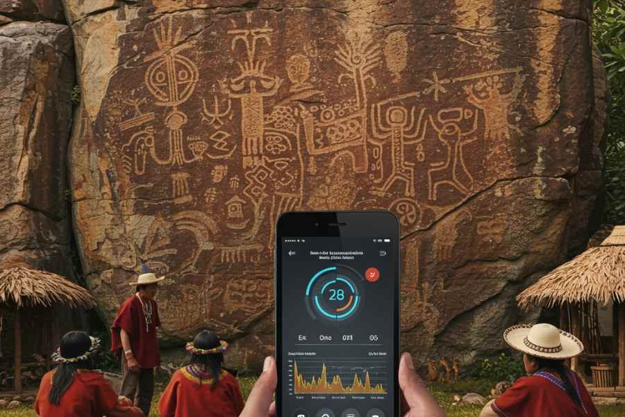 Comunidad indígena usando herramientas digitales para conservar arte rupestre