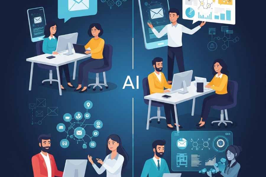 "Automatización de tareas repetitivas en equipos híbridos con IA."