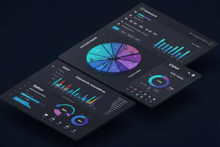 Dashboard de IA mostrando segmentos de consumidores y atributos preferidos