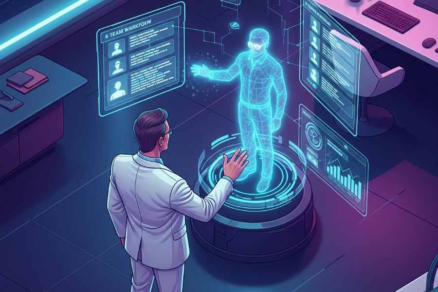"CEO delegando tareas operativas a herramientas de inteligencia artificial."