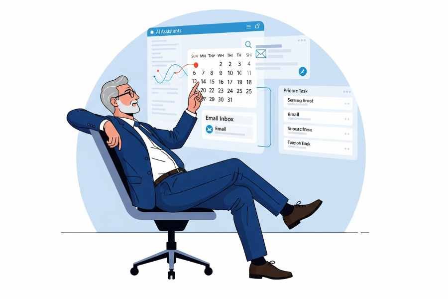 "CEO usando inteligencia artificial para gestionar su tiempo y tareas."